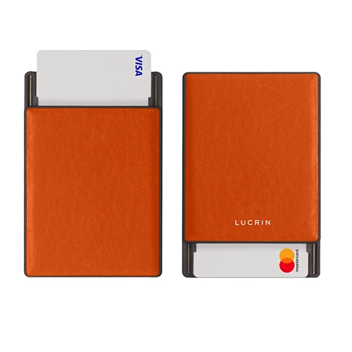 Anti-RFID Pop Up Case - 6 Cards - 6 - Orange-Mouse-Grey - Smooth Leather Anti-RFID Pop Up Case - 6 Cards - 6 - Orange-Mouse-Grey - Smooth Leather