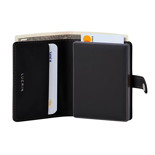 Compact RFID Leather Wallet - Customizable | Lucrin Geneva US