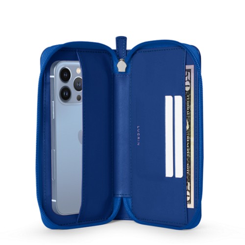 Custodia portafoglio con zip per iPhone 13 Pro Max