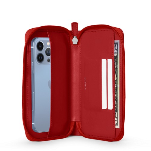 Custodia portafoglio con zip per iPhone 13 Pro Max