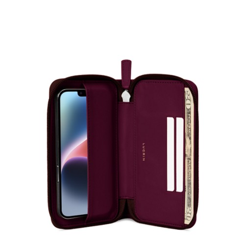 Custodia portafoglio con zip - iPhone 14 Plus