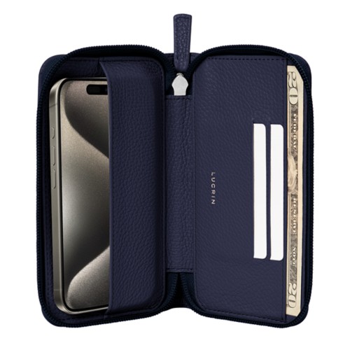 Custodia portafoglio con zip - iPhone 15 Pro Max