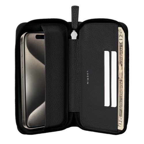 Custodia portafoglio con zip - iPhone 15 Pro Max