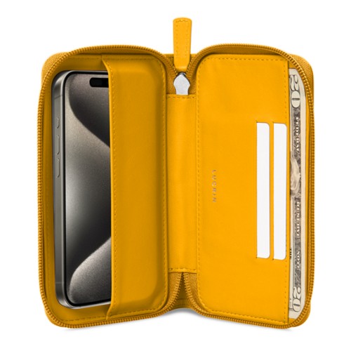 Custodia portafoglio con zip - iPhone 15 Pro Max