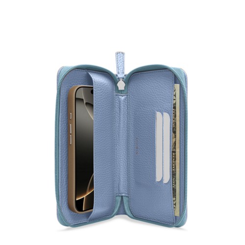 Custodia portafoglio con zip - iPhone 16 Pro