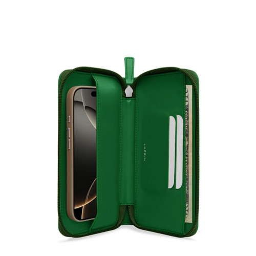 Custodia portafoglio con zip - iPhone 16 Pro