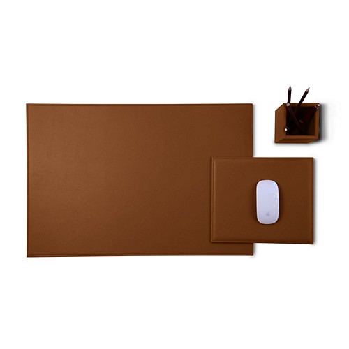 Gold Edition desk set - Tan - Smooth Leather