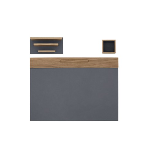 Minimalist Desk Set - Leather & Oak Wood