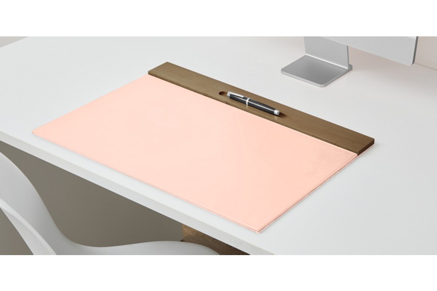 Wooden Leather Desk Pad Nude Smooth Leather