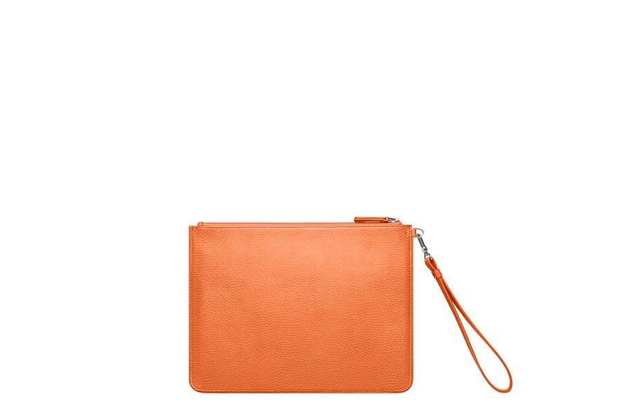 orange leather pouch