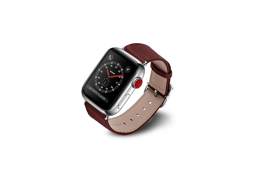 Replacement Leather Apple Watch Strap 42mm/44mm - Burgundy