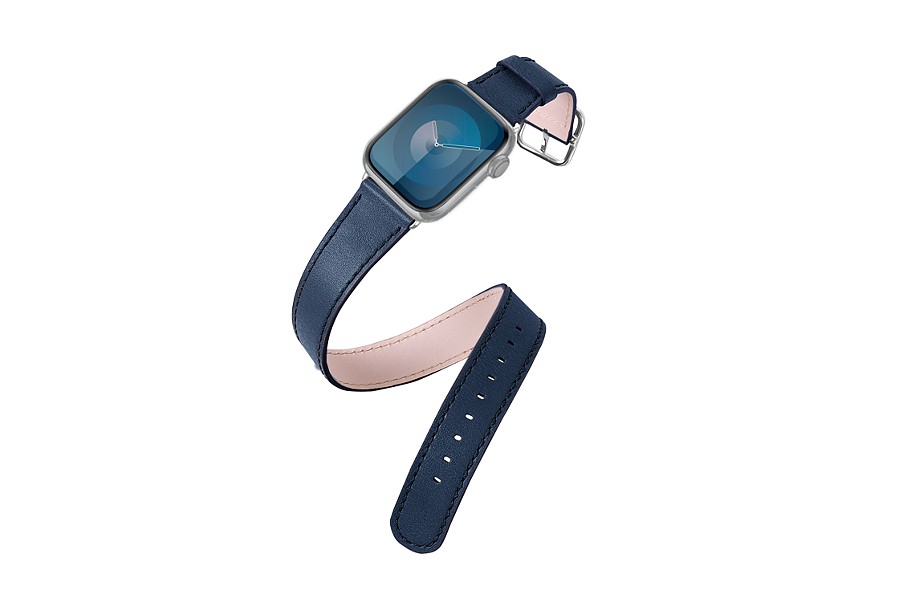 Bracelete de duas voltas em pele para relógio Apple Watch Series