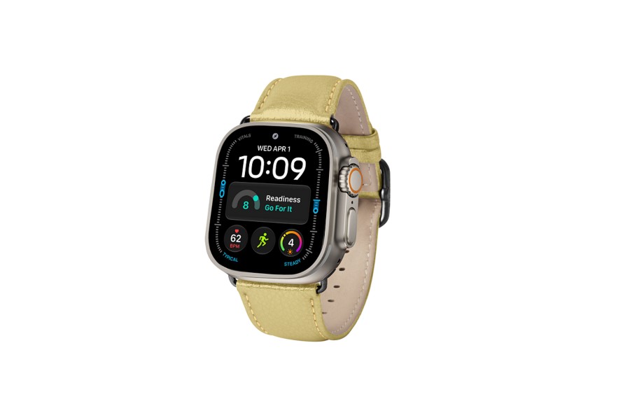Luxury leather Apple Watch Ultra 3 Band - Golden - Metallic Leather