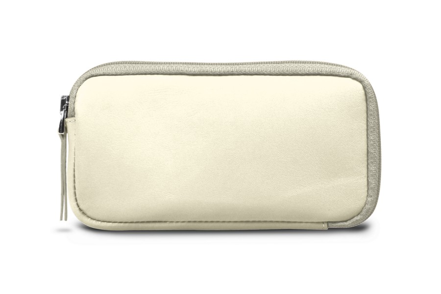 iPhone 8/7/6 leather pouch with zip - Off-White - Smooth Leather