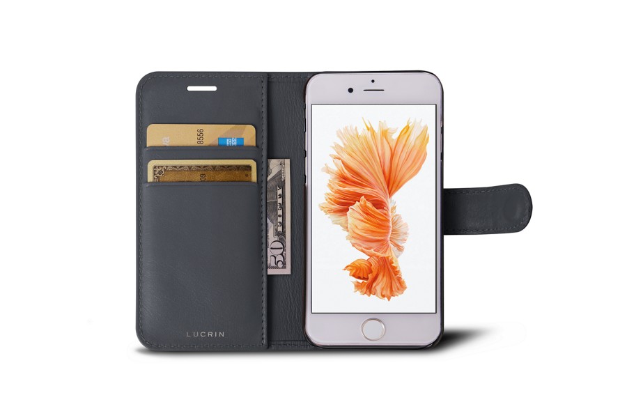 Leder Schutzhülle für das iPhone 6 / 6s - Mausgrau - Glattleder