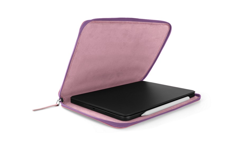 Pochette Zippée Pour iPad Pro 11” M1 / M2 Rose Cuir Lisse
