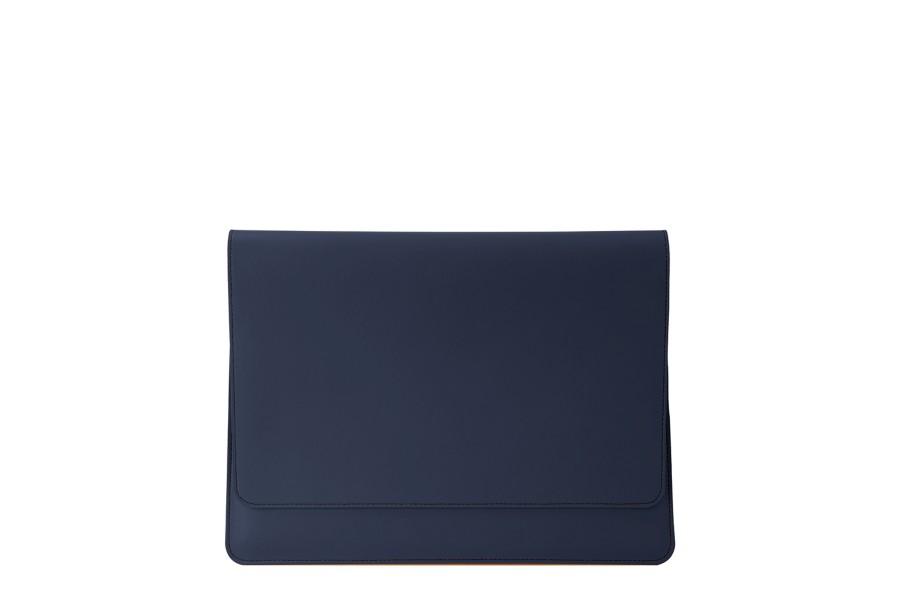 Enveloppe en Cuir MacBook Air 13 pouces M5 / M4 - Bleu Marine - Cuir Lisse
