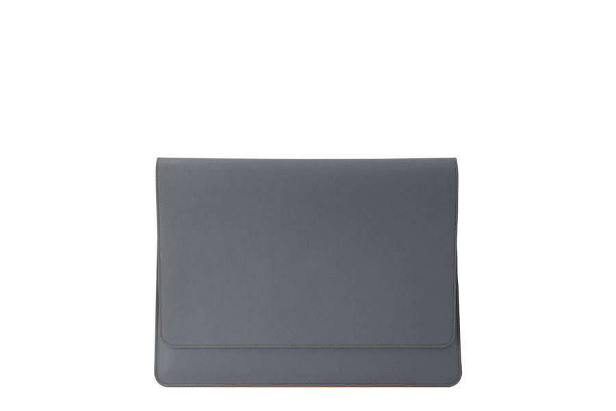 Enveloppe en Cuir MacBook Air 13 pouces M5 / M4 - Gris Souris - Cuir Lisse