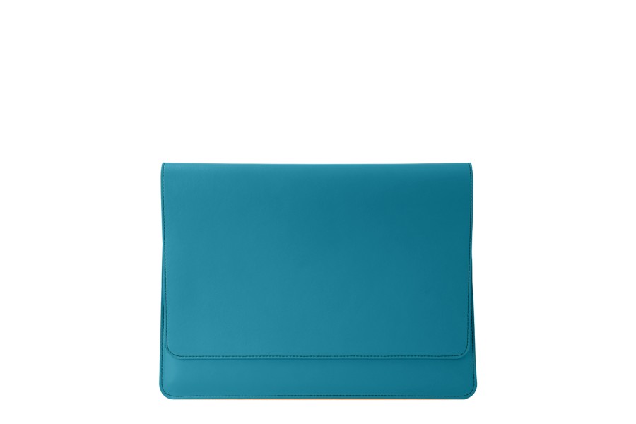 Enveloppe en Cuir MacBook Air 13 pouces M5 / M4 - Turquoise - Cuir Lisse