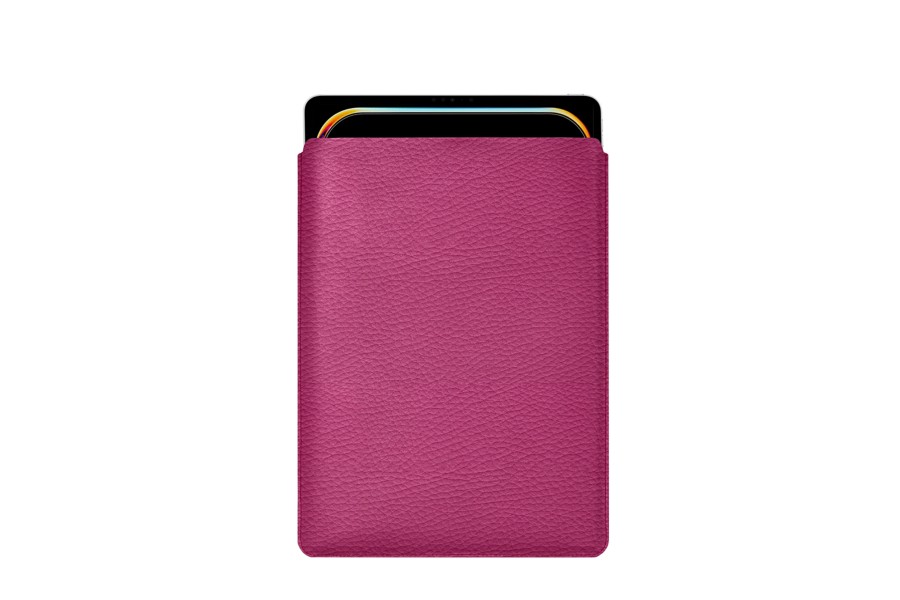 Leather Sleeve Case for iPad Pro 12.9” 2021 Fuchsia Granulated Leather