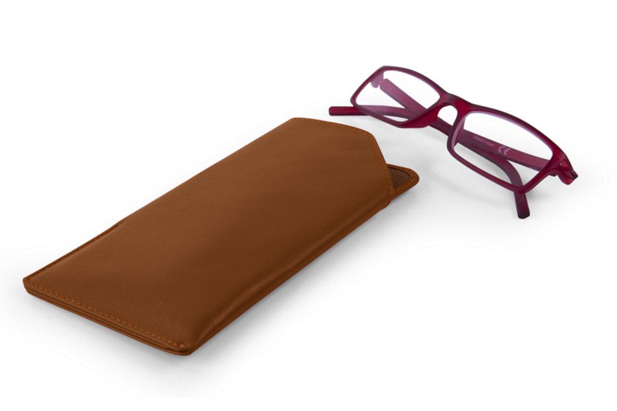 Leather glasses case with pocket
