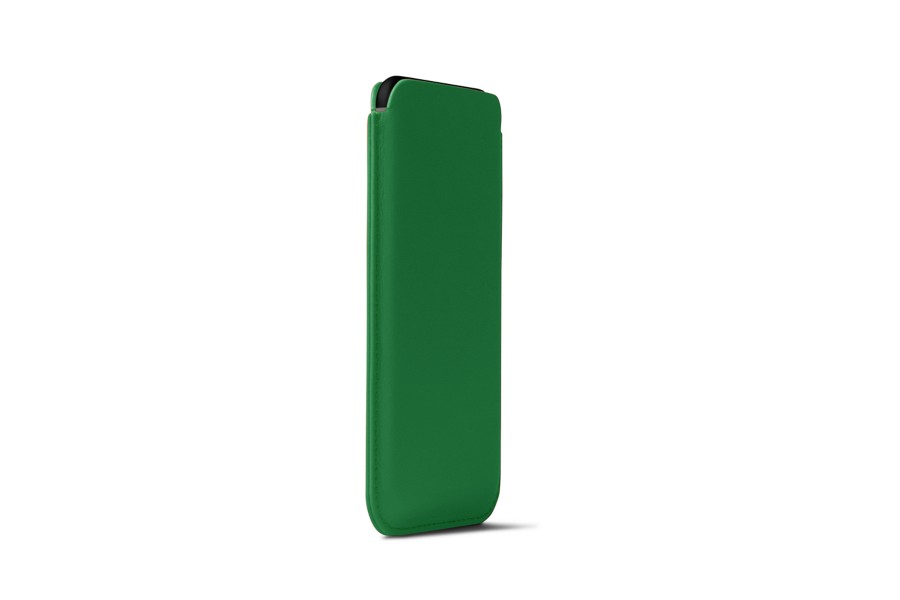 iPhone 12 Pro Max leather case with pulltab Light Green Smooth Leather