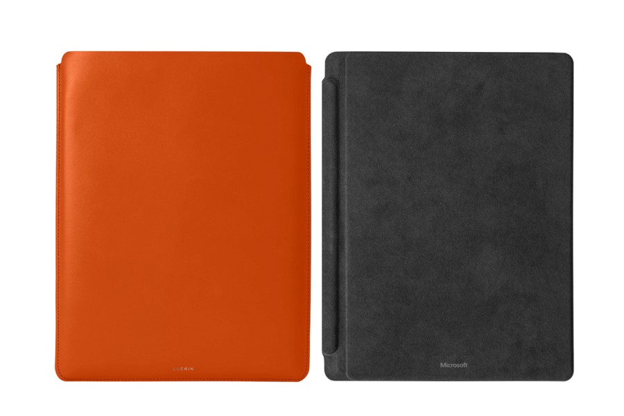 Leather case for Surface Pro 9 / 8 / X & keyboard - Orange - Smooth Leather