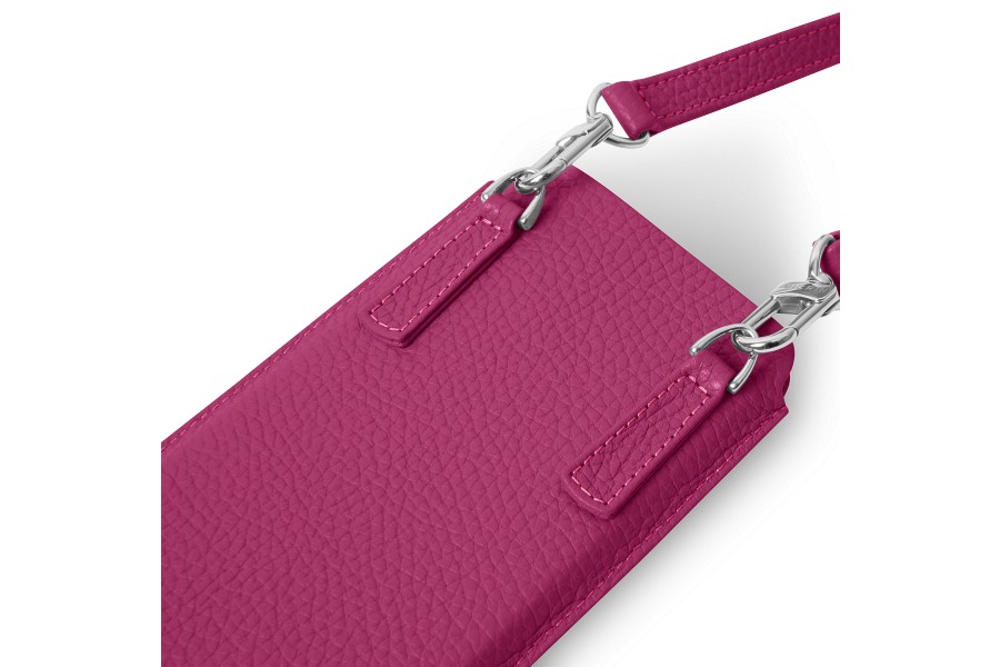 iphone 14 pro max case bandolier pink leather with two straps
