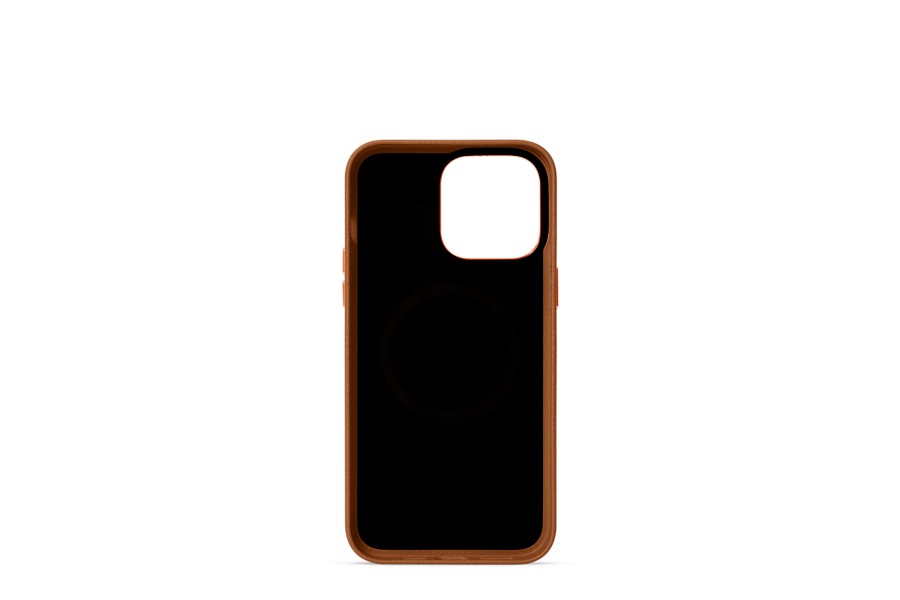 Leather bumper cover for iPhone 14 Pro Max Tan Calf Leather