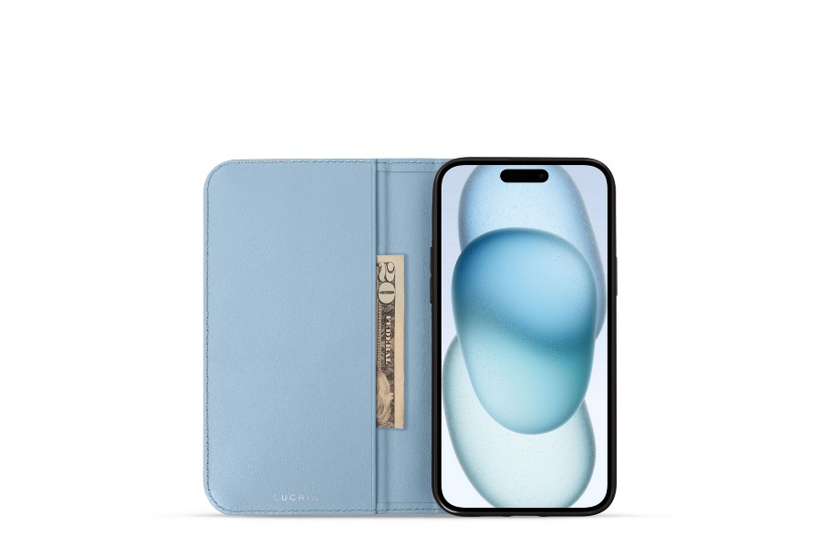 LUCRIN Geneva iPhone 11 Wallet Case - Pastel Arctic - Granulated Leather