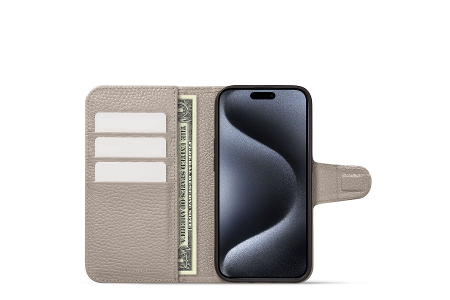 Luxury Wallet - iPhone 15 Pro - Off-White - Vegan Leather