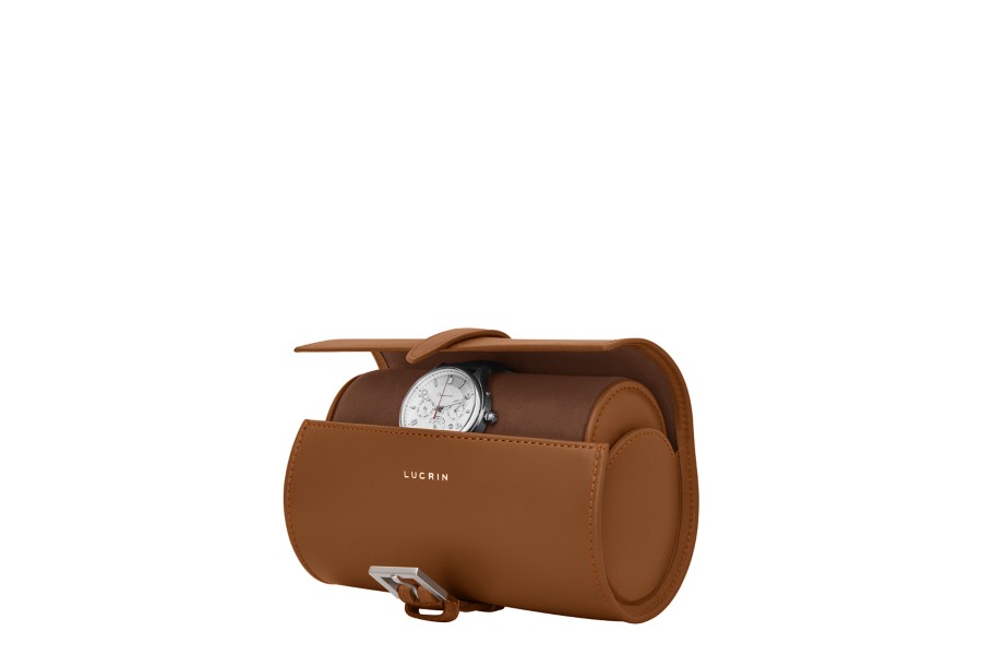 Round Watch Case Leather round watches case - Tan - Smooth Leather