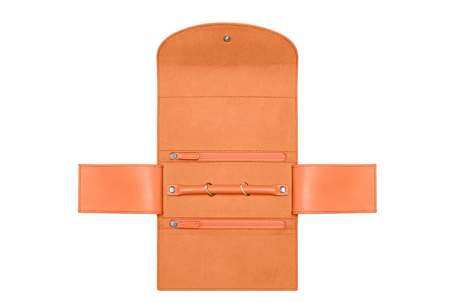 orange leather pouch