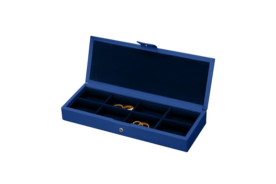 Leather Jewelry Box Royal Blue Smooth Leather