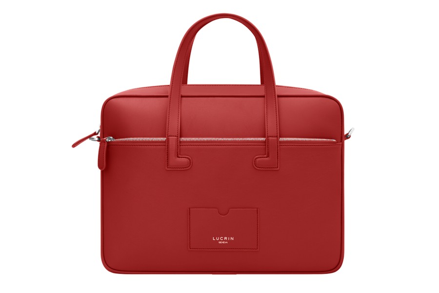 15" Laptop Bag Red Granulated Leather