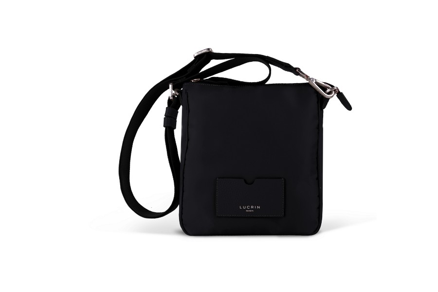 Small Nylon Leather Crossbody Bag - Black-Black - High end nylon