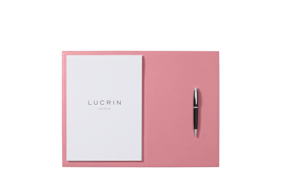 Rigid Leather Desk Pad Pink Smooth Leather