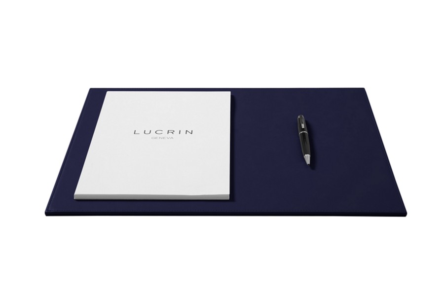 Rigid Leather Desk Pad Navy Blue Smooth Leather