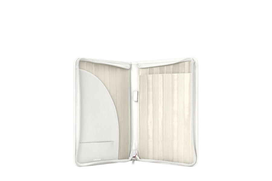 Porte-documents en cuir Zipp?�, format A5 - Blanc - Cuir Lisse