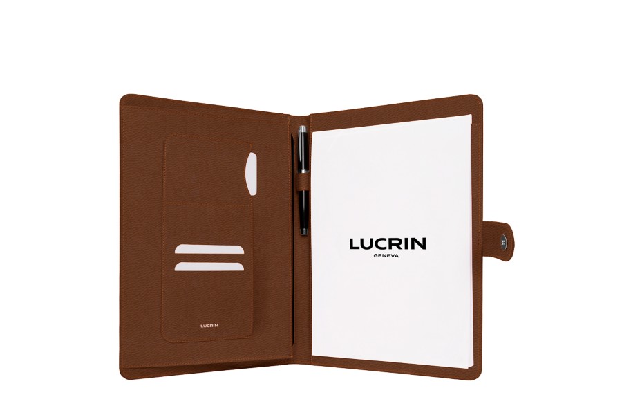 | Leather A4 Compendium with loop - Tan - Pebbled Leather