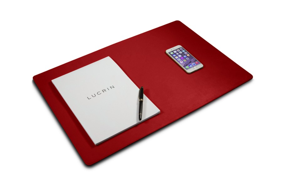 Schreibtischunterlage Soft Lux Leder 60 x 40 Rot mit Rote Naht