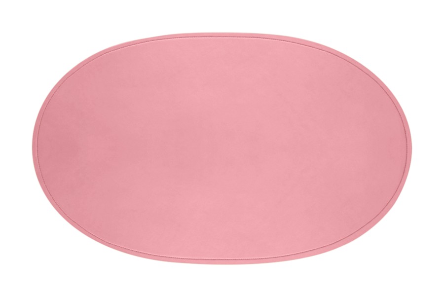Large oval leather desk pad Pink Smooth Leather