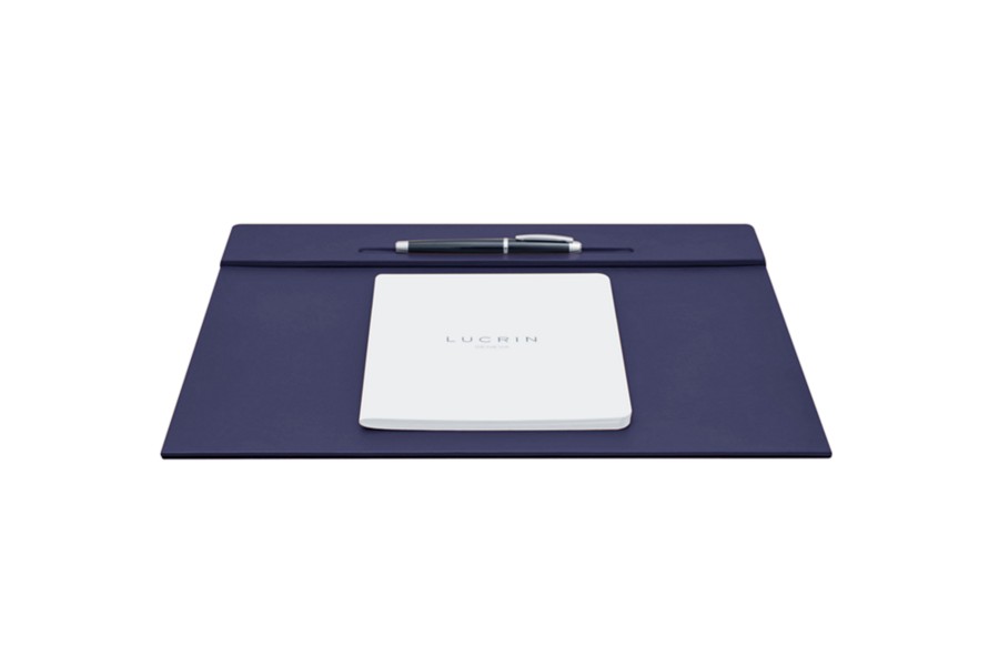 Modern desk blotter for your office Navy Blue Smooth Leather