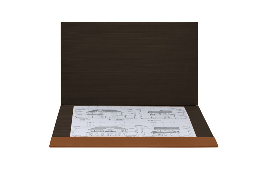 Dessus de bureau en cuir à personnaliser. Cognac Cuir Lisse