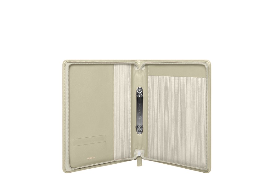 Leather A5 Notepad holder & Ring binder OffWhite Smooth Leather
