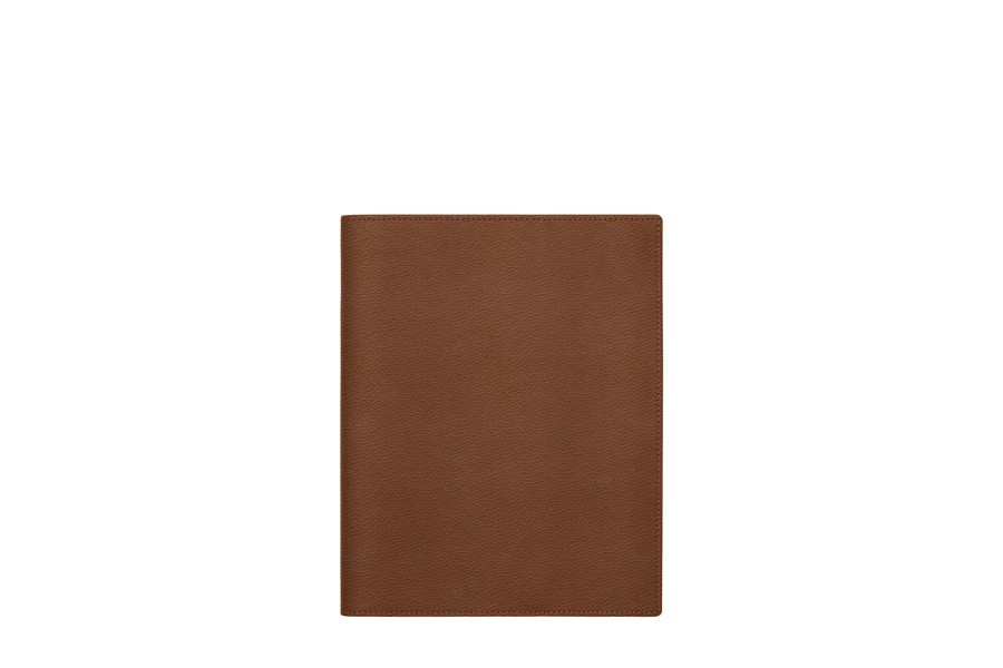 Leder DIN-A5-Notizbuch-Hülle - Cognac - Genarbtes Leder