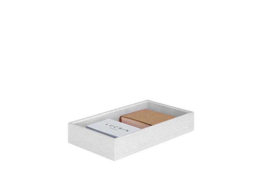 Aufbewahrungsbox aus Leder - Weiß - Genarbtes Leder