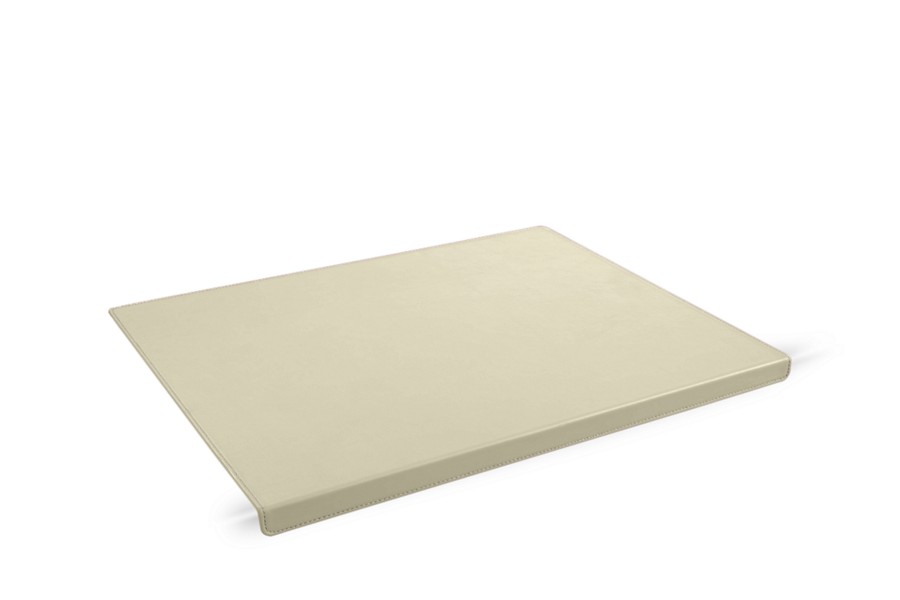 Medium desk pad with edge protector OffWhite Smooth Leather