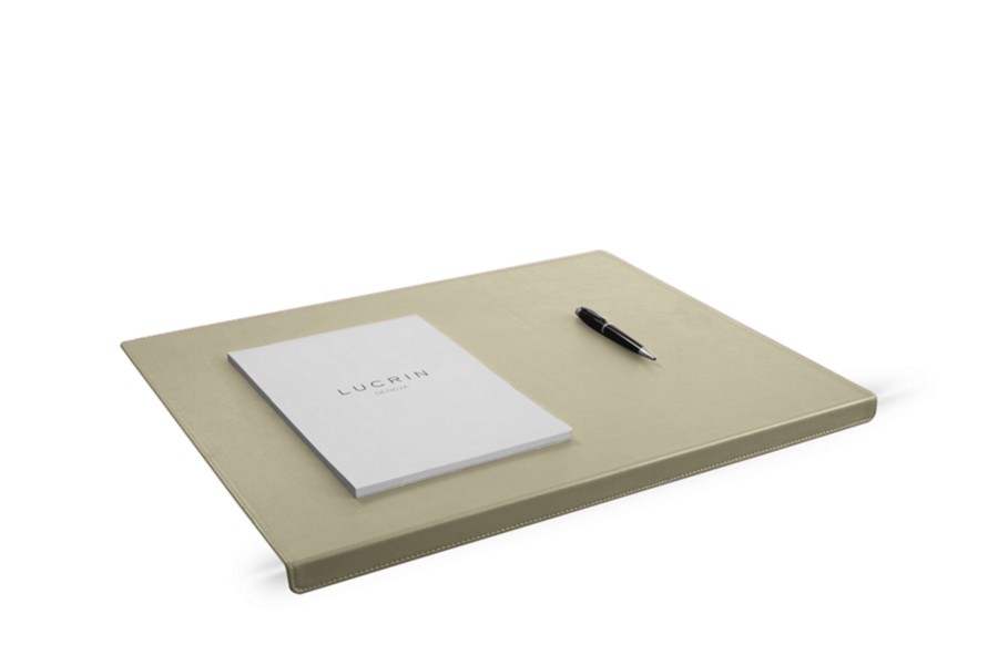 Medium desk pad with edge protector OffWhite Smooth Leather