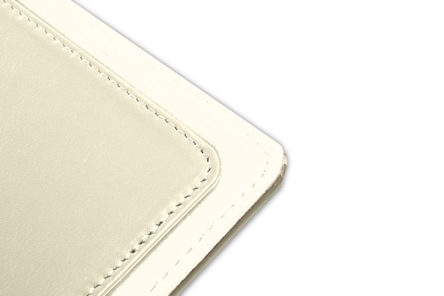 Medium desk pad with edge protector OffWhite Smooth Leather